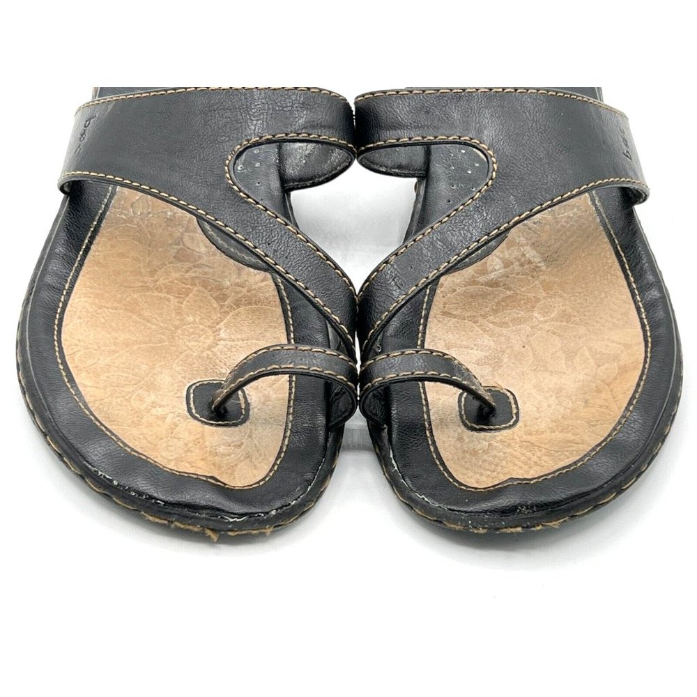 BOC Born Concept Black Thong Flip Flop Faux Leather Sandal Women's Size 10 M - Picture 7 of 11